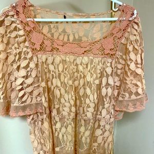 Pink Rose Lace Blouse